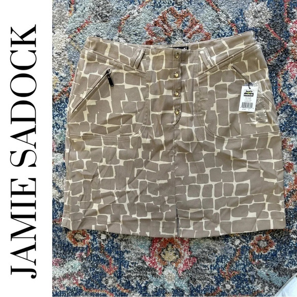 Jamie Sadock Golf Skort Tan Beige Animal Print Size  6 - Picture 1 of 6
